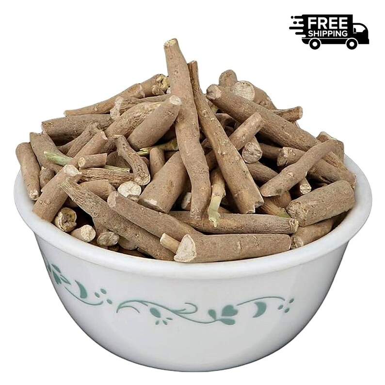 May include: A white ceramic bowl filled with tan-colored, dried root pieces. The bowl has a decorative green floral pattern around the rim. The image includes a "FREE SHIPPING" graphic.