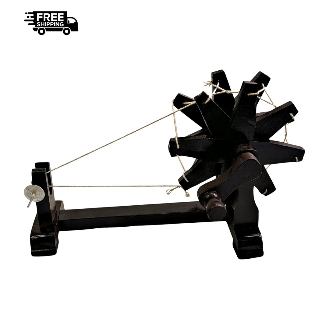 木製 糸紡ぎ車（糸車）伝統的デザイン Yahoo!オークション - 【初だし】古民具 糸車/紡ぎ車/糸紡ぎ車