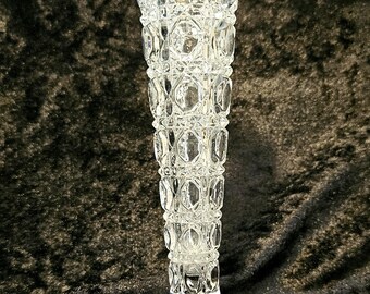 Vintage Lead Crystal Flared Button Bud Vase