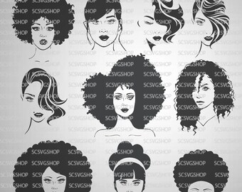 Diva Bundle, Set of 10, Beauty, Afro Diva, Hair, Natural, bougie, Silhouette File, Cut File, DIY, Cricut,Vector Image Commercial Use,