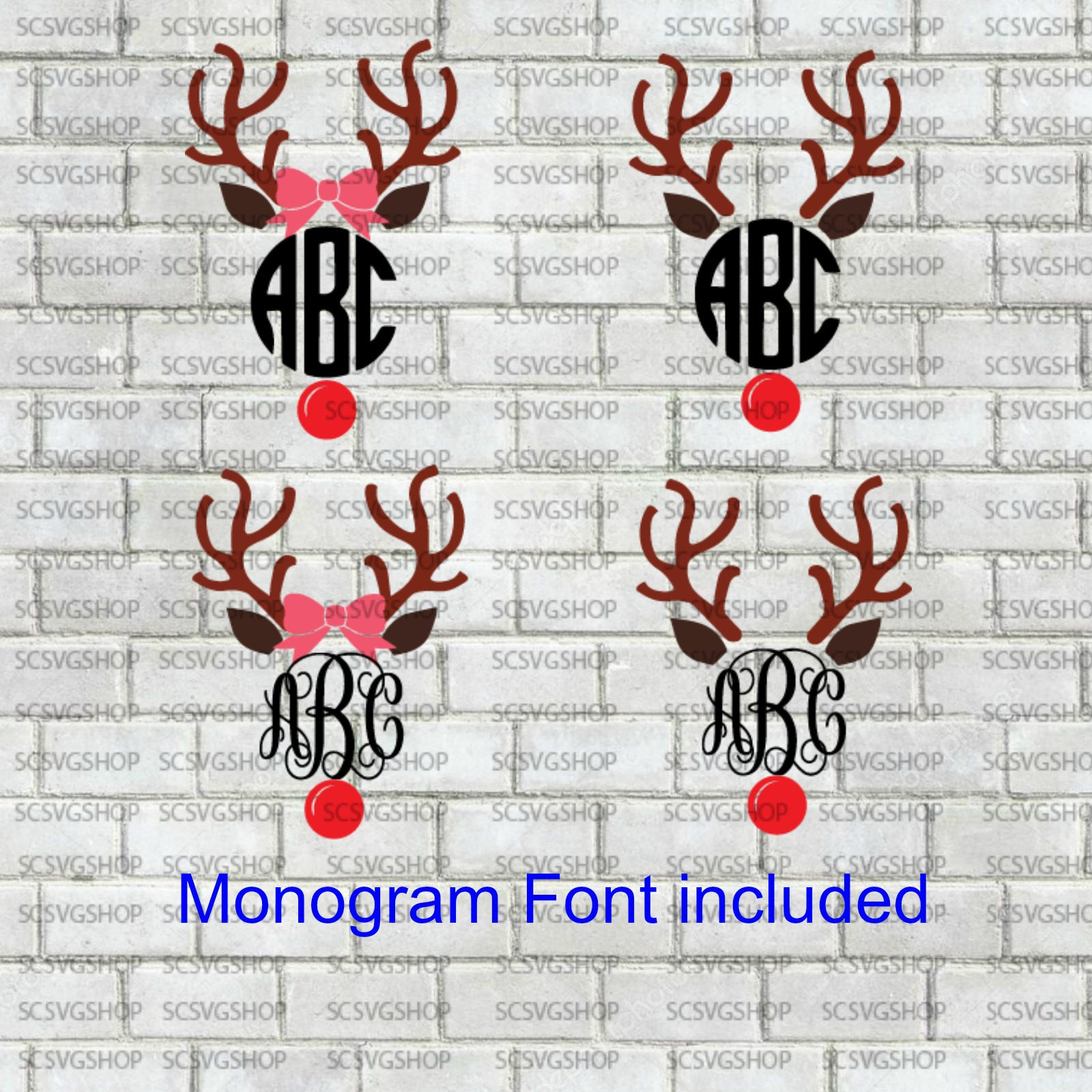 Download Monogram Reindeer svg set Reindeer SVG Silhouette File Cut ...