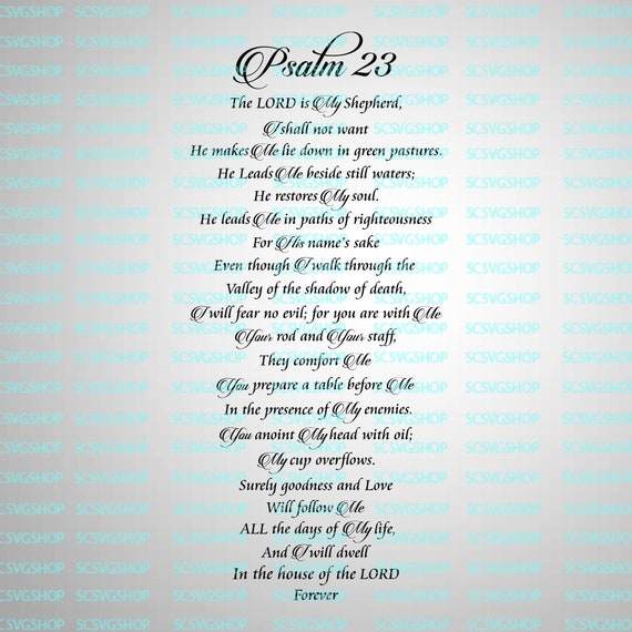 Psalm 231 6 Svg Cut File Religious Svg File The Lord Is My Shephard 23rd Psalm Silhouette File Svg Digital Diy Cricut Vector