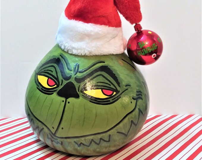 Grinch Themed Gourd Candy Dish,christmas Candy Dishes,christmas Gifts