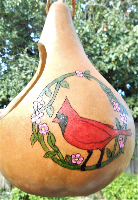 Cardinal Birdgourd Bird Feeder Gourds Planter Yard Art Etsy