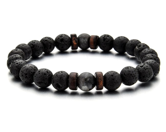 Set of 2 aromatherapy lava stone bracelets,