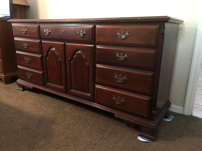 Solid Cherry Wood Long Dresser Customizable Etsy