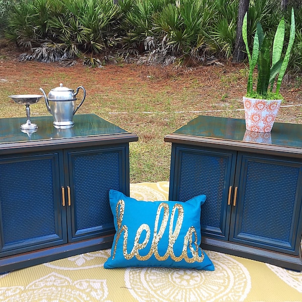 Sold Sold - Do Not Purchase- French Cottage/Boho Blue Side/Bed Side Tables