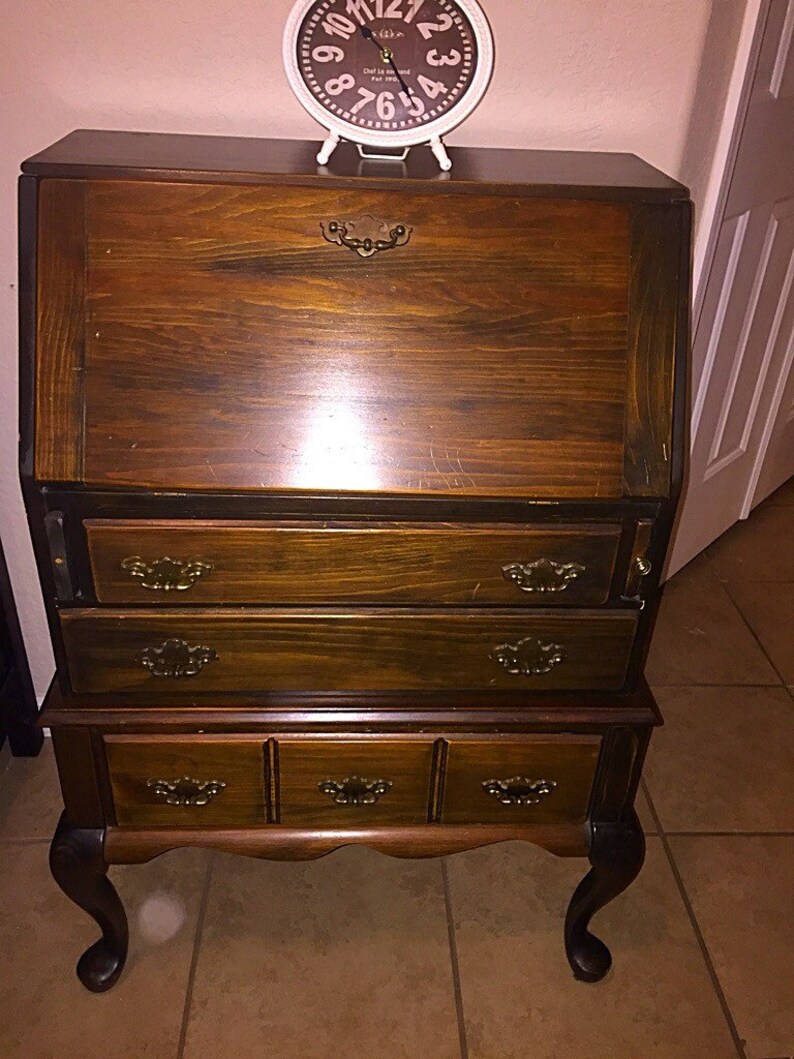 Queen Anne Style Antique Secretary Desk Customizable Etsy
