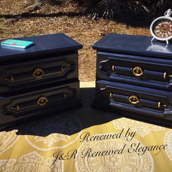 Blue Nightstand Etsy