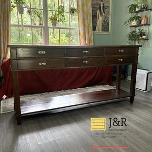 Custom Finished Buffet Console Table – | 6-Drawer Storage | Restoration Hardware Style | Entryway, Living/Dining