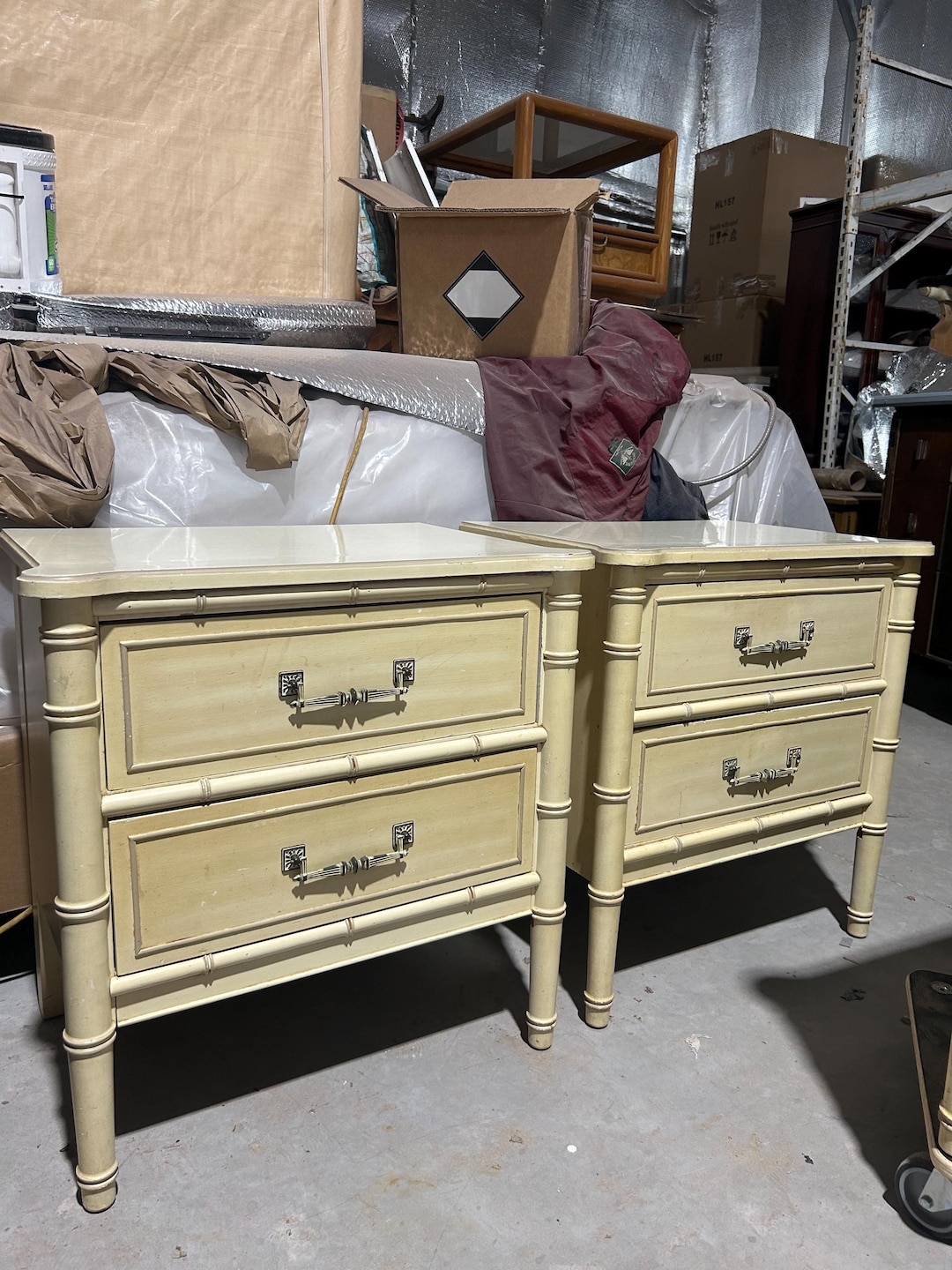 Vintage Pair of Henry Link Faux Bamboo Nightstands Bali Hai