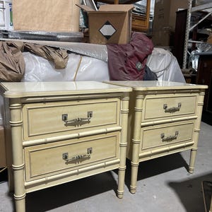 Vintage Pair of Henry Link Faux Bamboo Nightstands Bali Hai - Customizable Lacquer
