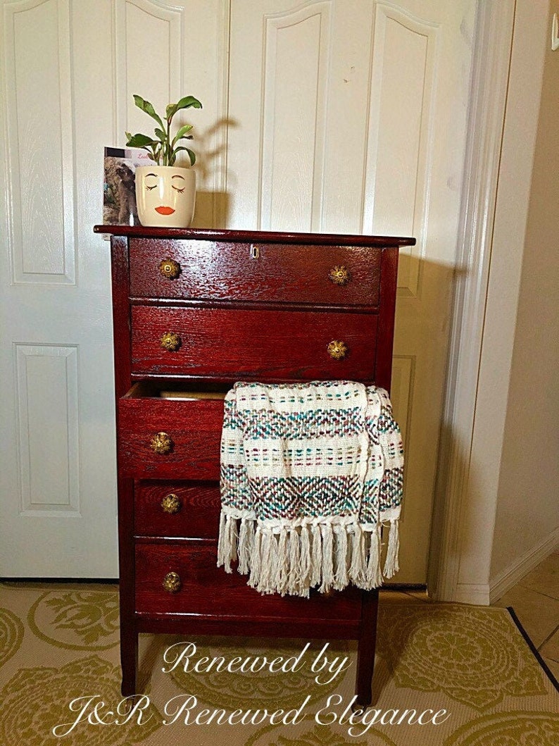 Sold Sold Tall Boy Oak Dresser Custom Renewed Etsy