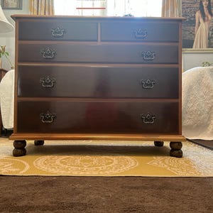 Vintage Henkel Harris Cherry Wood Chest: Virginia Galleries, Aged Brass