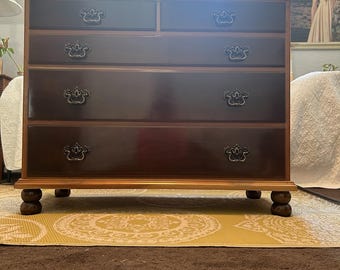 Vintage Henkel Harris Cherry Wood Chest: Virginia Galleries, Aged Brass