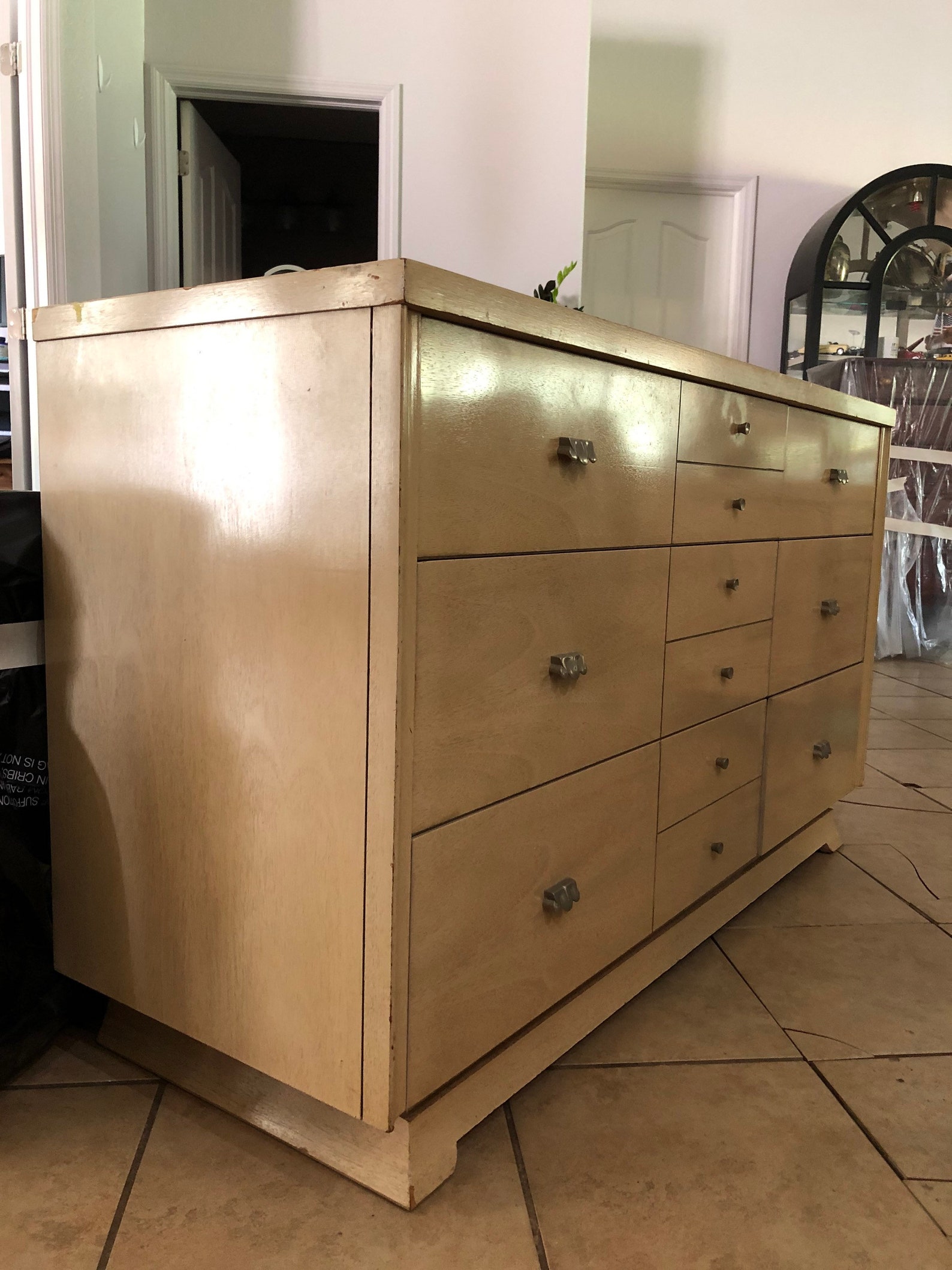 MCM Art Deco Dresser With Mirror by United Furniture Corporation