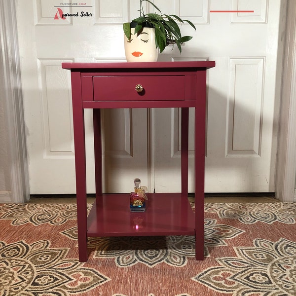 Sold Sold- Tall Two Tier Hampton Bedside Table Magenta