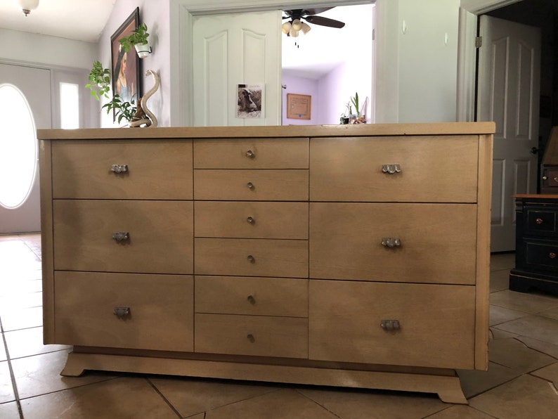 MCM Art Deco Dresser With Mirror by United Furniture Corporation