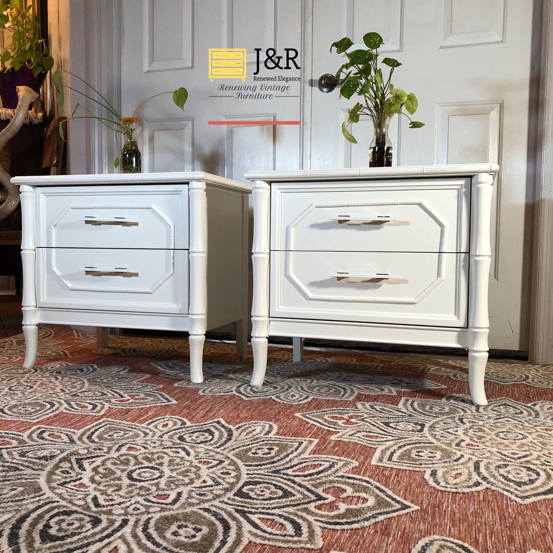 Sold Sold Sample Broyhill Faux Bamboo Nightstands Etsy