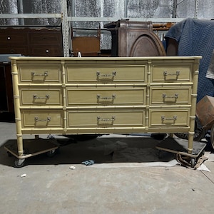 Vintage Henry Link Bali Hai Faux Bamboo 9 Drawer Dresser - Customizable Lacquer