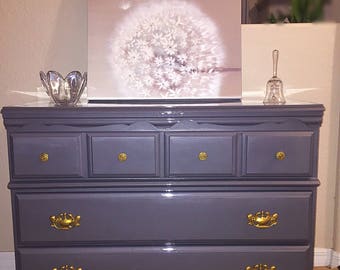 SOLD  SOLD - Do Not Purchase- Solid Wood Dresser in Elegant Gray