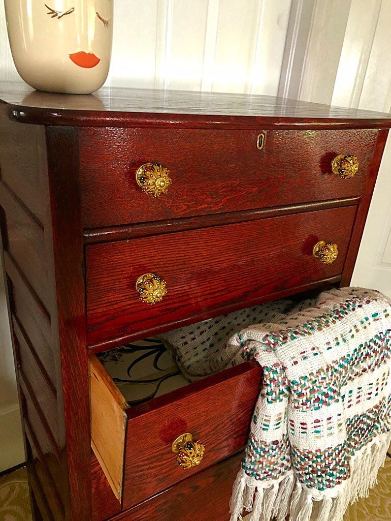 Sold Sold Tall Boy Oak Dresser Custom Renewed Etsy