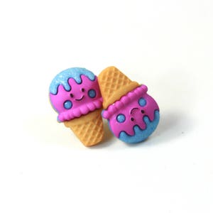 Eiscreme Kegel Ohrringe, Ohrringstecker, Ohrstecker, Bunte Ohrringe, Eis Ohrringe, Kegel Ohrringe
