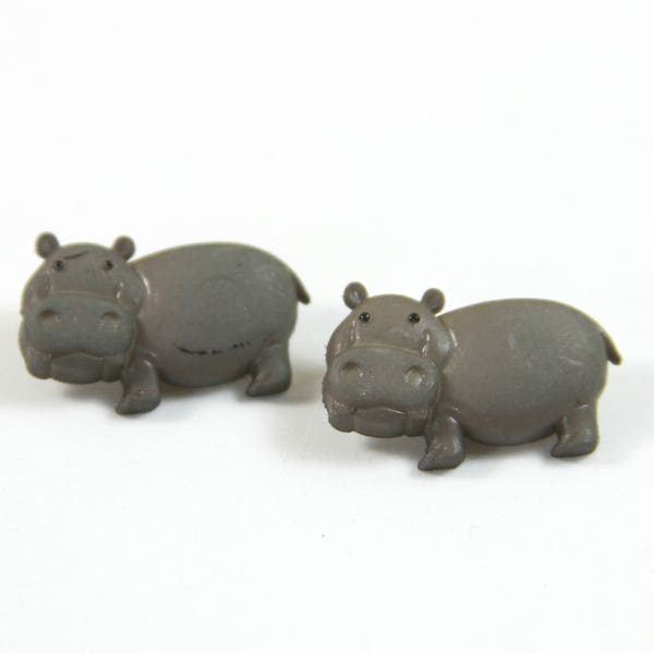 Hippo earrings, Hippo studs, Animal earrings, Zoo keepers gift