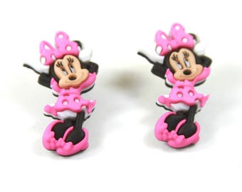 Minnie earrings, Minnie studs, Pink earrings, Girly studs, Girly earrings, Gift for her