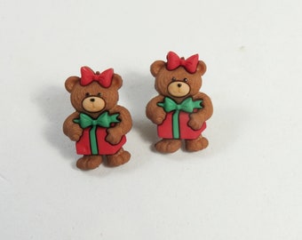 Oso con pendientes de regalo, sementales de oso pardo, joyas de oso