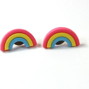 Rainbow earrings, Colorful studs, Rainbow studs, Rainbow jewelry