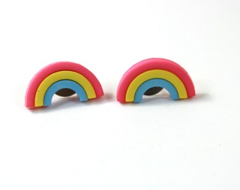 Rainbow earrings, Colorful studs, Rainbow studs, Rainbow jewelry