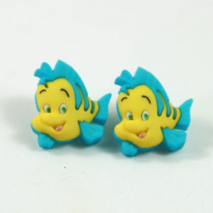 Fish earrings, Fish studs, Flounder earrings, Flounder studs, Smiley fish studs