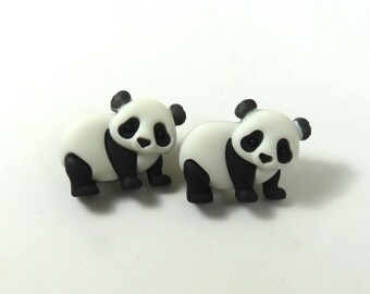 Panda studs, panda earrings, Cute panda jewelry, Bear earrings fun earrings, Animal earrings