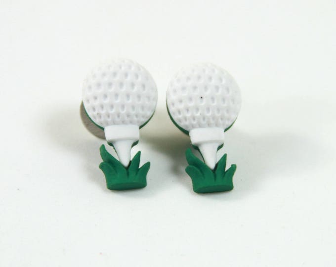 Golf Ball Studs, Golf Earrings, Ball Earrings, Golf Ball Jewelry