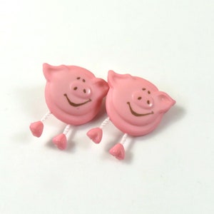 Pig earrings, Pig studs, Pink pig earrings, Animal earrings, Animal studs