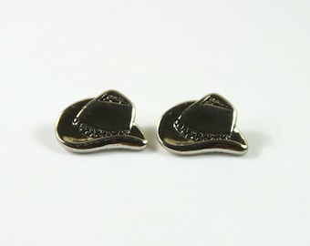 Silver hats earrings, Silver hats studs, Cowboy hat earrings, Cowboy hats studs