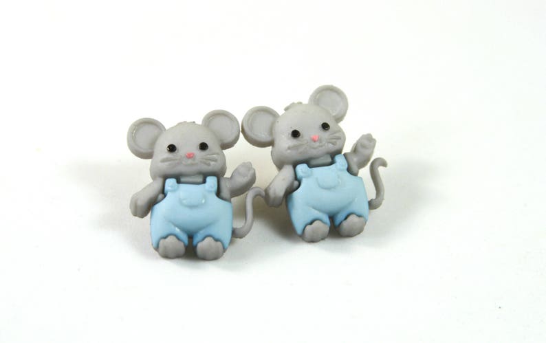 Mouse studs, Mouse earrings, Mouse jewelry, Cute mouse earrings image 1