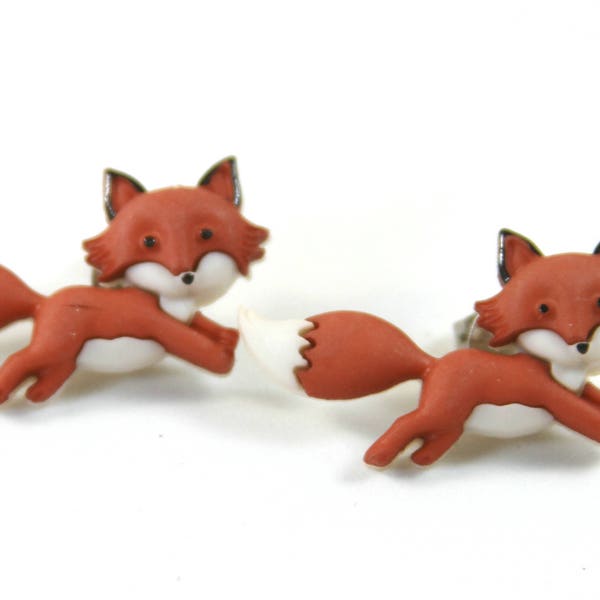 Fox earrings, Fox studs, Foxy earrings, Foxy studs, Brown fox earrings, Fox jewelry