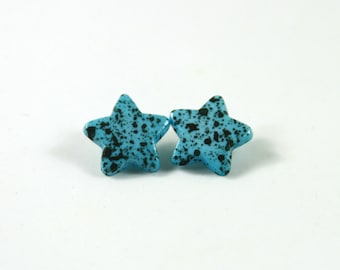 Star studs, Star earrings, Turquoise earrings, Turquoise studs