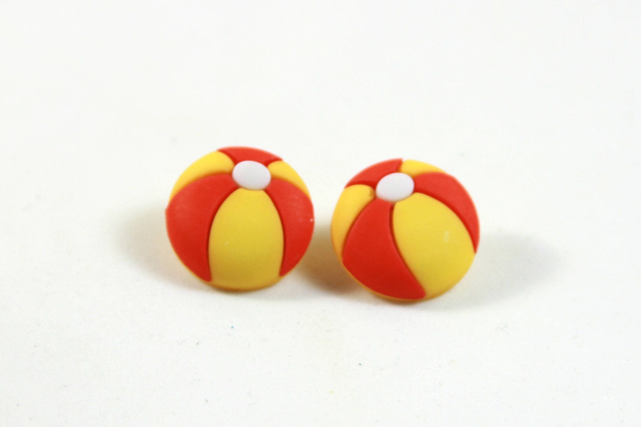 Beach ball earrings Beach ball studs Vacation earrings Etsy