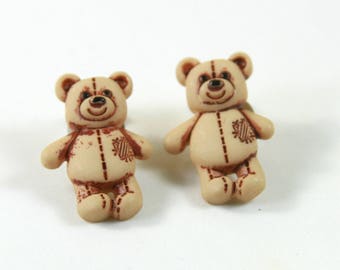 Sementales de oso, pendientes de oso, pendientes de oso marrón, joyas de oso
