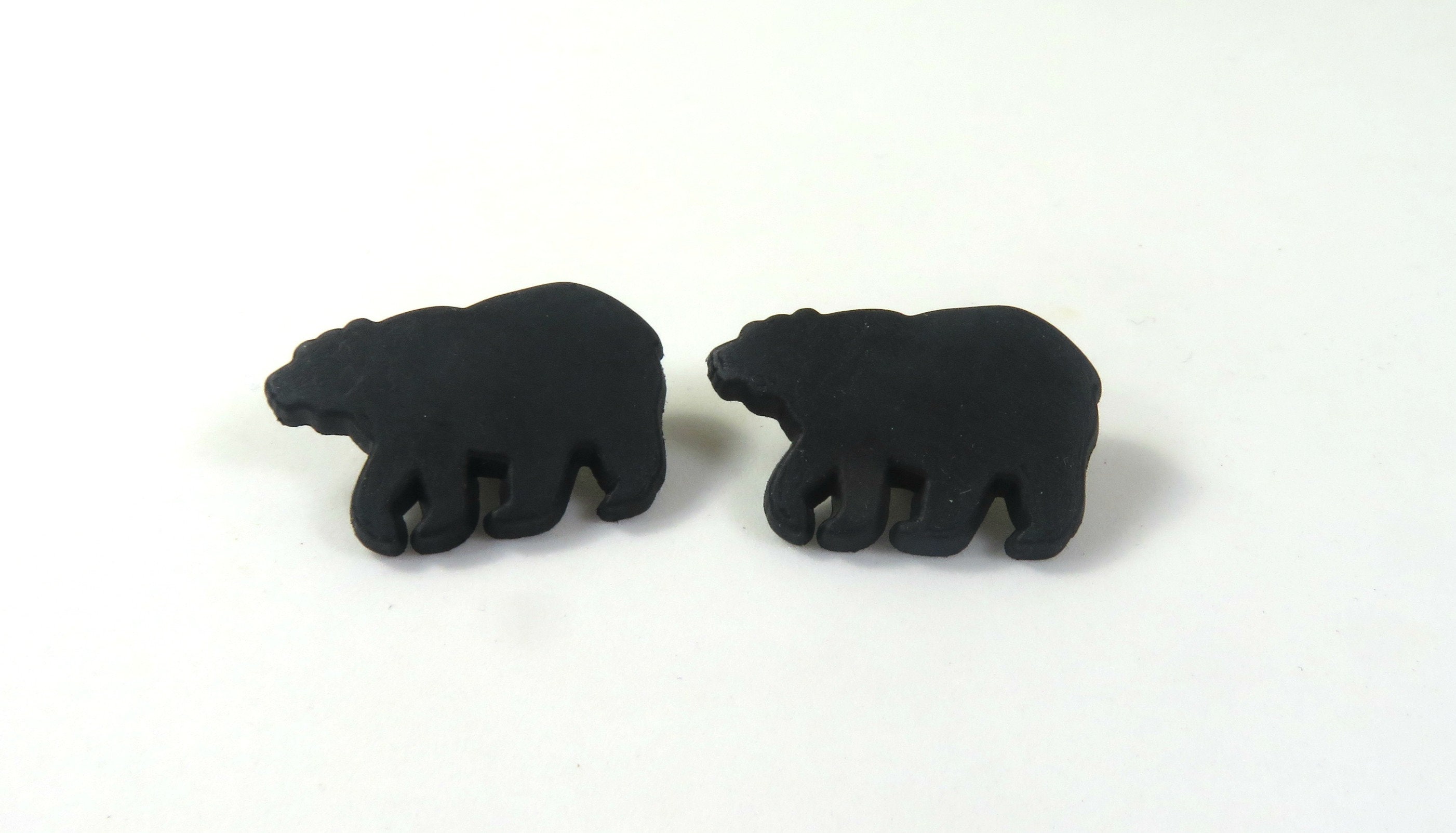 SIRISIRI SHIPPÔ Earrings BEAR Black Bear Earrings, Black Bear Studs, Black Bear Jewelry, Bear