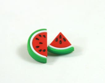 スイカのイヤリング、スイカのスタッド、フルーツのスタッド、フルーツのイヤリング、夏のフルーツのイヤリング