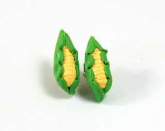 Corn studs, Corn earrings, Corn jewelry, Corn on the cob earrings, Food earrings