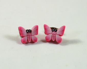 Butterfly earrings, Butterfly studs, Pink butterfly earrings