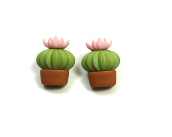 Pendientes de cactus, lindos sementales de cactus, pendientes de flores de cactus, sementales de flores, joyas de cactus