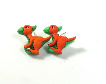Dinosaur earrings, Dinosaur studs, Cute animal earrings, Dinosaur jewelry