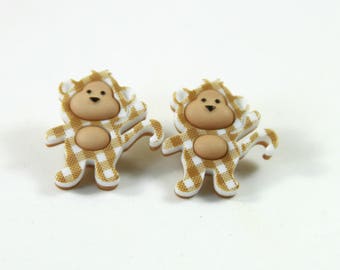Pendientes de oso, tachuelas de oso, pendientes de oso marrón, pendientes de damas, joyas de oso marrón