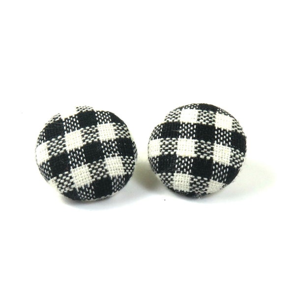 Checkers earrings, Checkboard design studs, Fabric studs, Fabric earrings, Fashion earrings